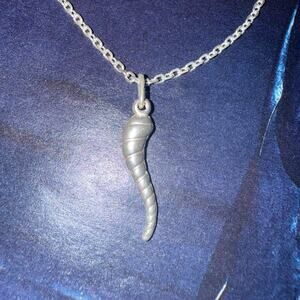 Sterling Silver 925 twisted horn charm pendant necklace